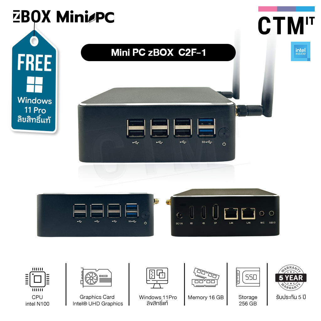 (อุปกรณ์ IT) คอมพิวเตอร์สำนักงาน ออฟฟิศ มินิพีซี Mini Computer ZBOX Mini PC C2F-1 (Intel N100) รับปร