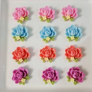 แม่พิมพ์ฟองดอง สำหรับทำขนมวุ้น ขนมต่างๆรูป กุหลาบหิน 3ช่อง(ฟองดอง)