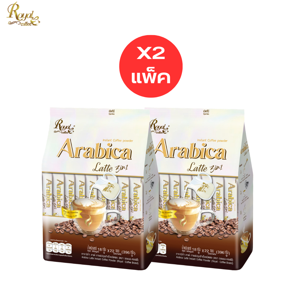 รอแยล-คอฟฟี่ อาราบิก้า กาแฟอาราบิก้า สูตร ลาเต้ กาแฟ 3in1 Royal Coffee Arabica Latte [1แพคX22 ซอง]
