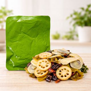 ผักรวมปรุงสุก พร้อมทาน 80 กรัม รากบัว เห็ดหูหนูดำ มันฝรั่ง ห…