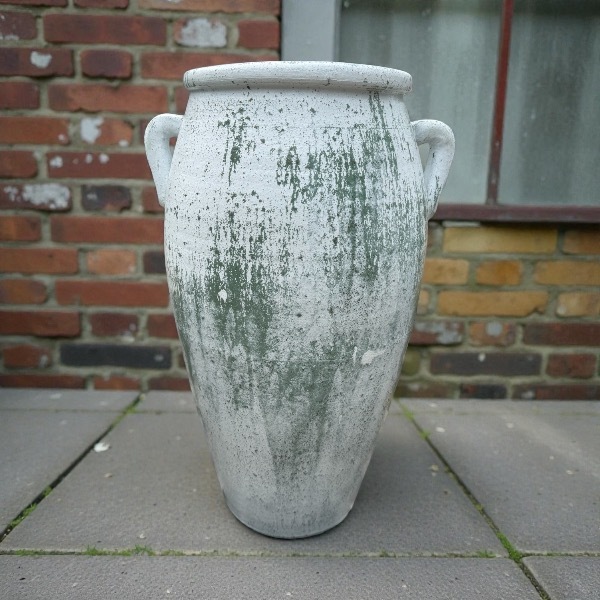 Flowerpotกระถางดินเผาทรงไข่สูง มีหู 2 หู สีวินเทจสไตล์ ขนาด 33 x 55 cm. ใช้เป็นกระถางต้นไม้หรือใช้เสียบร่มได้