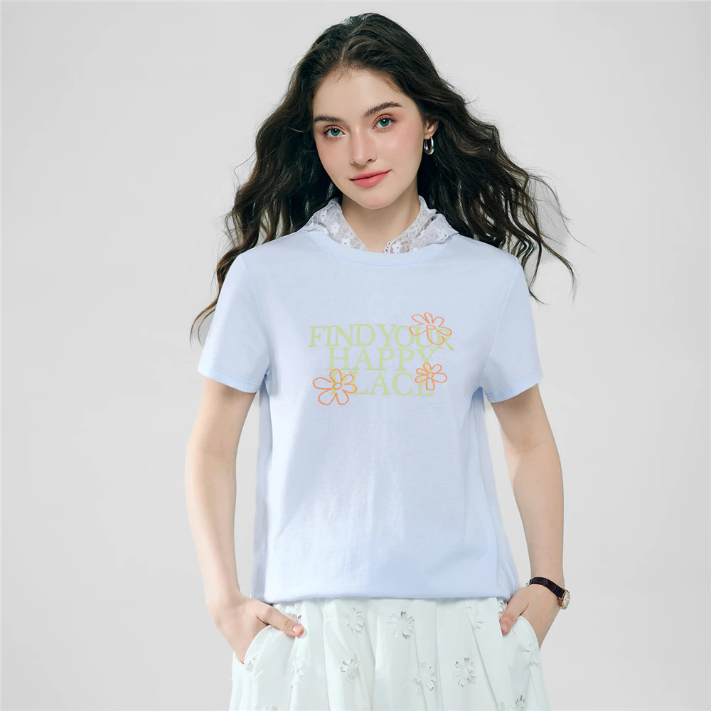 GIORDANO เสื้อยืดผู้หญิง Women's Comfort Printed Tee 05396238
