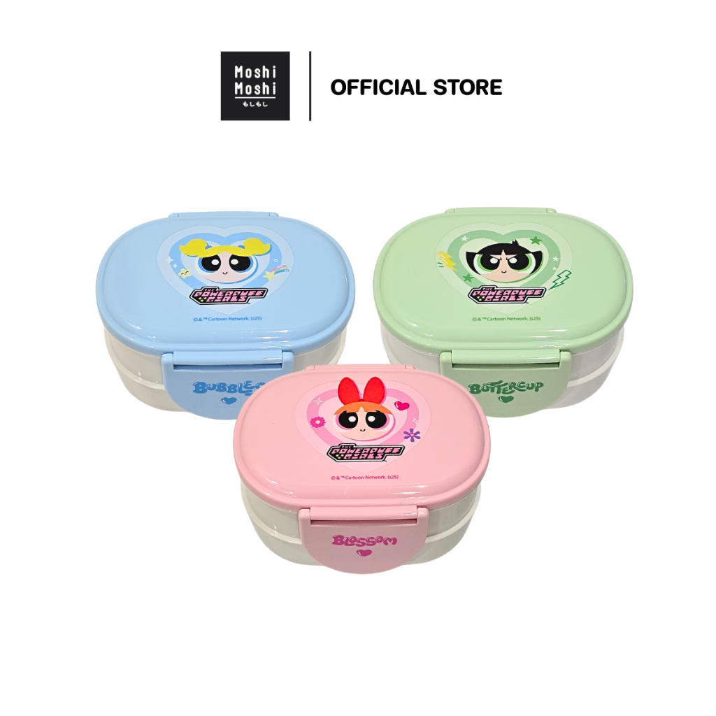 Moshi Moshi กล่องอาหาร 2 ชั้น กล่องข้าว ลาย The Powerpuff Girls ลิขสิทธิ์แท้ รุ่น 6100006646-6648