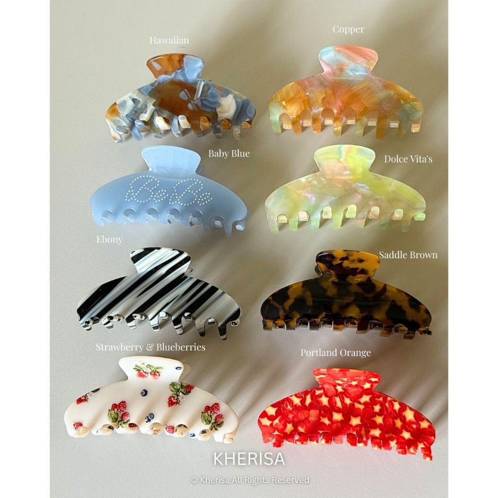 รวมกิ๊บหนีบผมพรีเมี่ยม ขนาดใหญ่ 10cm *พร้อมส่ง* Grande Marble Hair Claw Clips