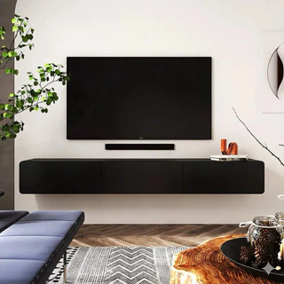 Tomato Home ชั้นทีวีติดผนัง Desire wall TV unit กว้าง200ซม | ชั้นทีวีมินิมอล เหมาะทีวีใหญ่สุด 85นิ้ว