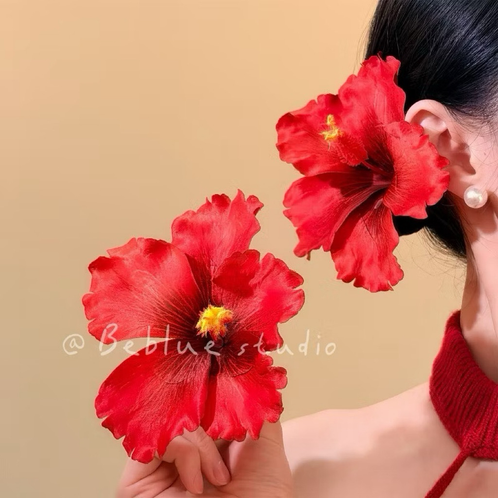 กิ๊บดอกชบา ฮาวาย เหมือนจริง  ส่งจากไทย 1ดอก ชบาฮาวาย กิ๊บไปทะเล กิ๊บดอกไม้ กิ๊บดอกชบาฮาวาย