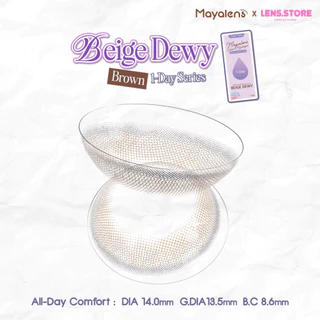 คอนแทคเลนส์รายวัน Mayalens 1D Beige Dewy Brown เบจดิววี่ย์ สีน้ำตาลเบจใสๆ ได้ลุคลูกคุณ