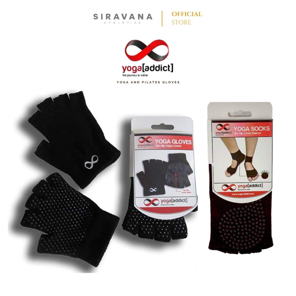 Yoga Addict Yoga Socks & Gloves Set ถุงเท้า ถุงมือโยคะ พิลาทิส มีแถบซิลิโคน Non-Slip 36-42