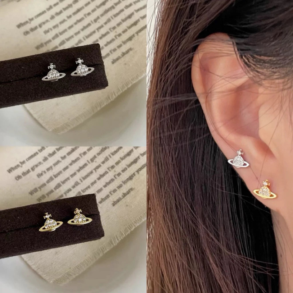💖มีส่งด่วน💖 ต่างหูดาวเสาร์ ต่างหูจิวกลม จิวหูเงิน 1คู่ พร้อมส่ง