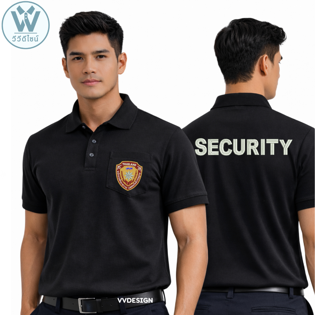 เสื้อโปโล พนักงานรักษาความปลอดภัยรับอนุญาต รปภ. SECURITY