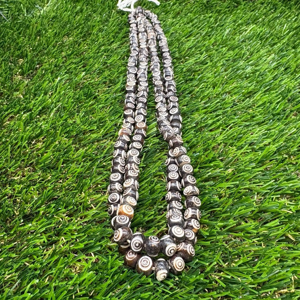 Batik Bone Beads Multi Strand Necklace – Tribal Handmade Jewelry