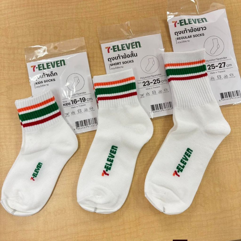พร้อมส่งของทุกวัน‼️ถุงเท้าข้อยาว ลาย 7-Eleven