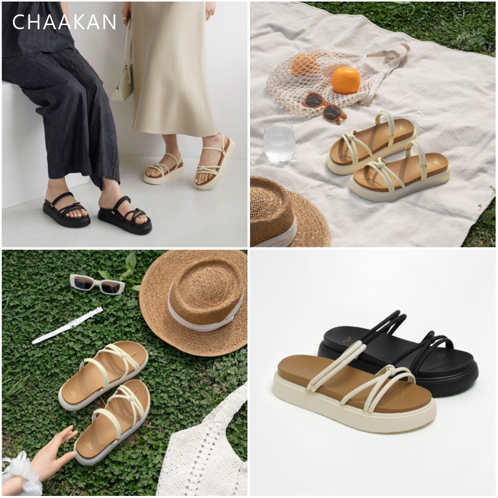 CHAAKAN [สินค้าจากเกาหลี 100%] Luck Platform Slippers รองเท้าแตะ สวม 2 แบบ พื้นไร้ตะเข็บ พื้นนุ่ม ใส่สบาย เบา เกาหลี