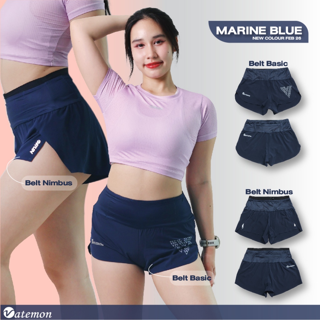 Vatemon กางเกงวิ่ง Belt Basic/Belt Nimbus สำหรับผู้หญิง ''สี MARINE BLUE ''