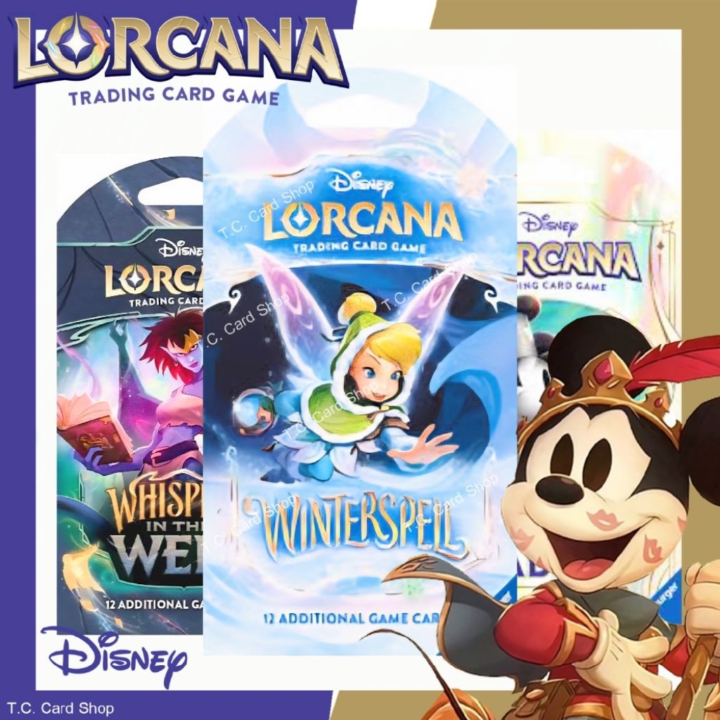 Disney Lorcana Sleeved Booster Pack ซองแยก (สลิปแพ็คเกจ) EN9 EN10 EN11 (Fabled, Whisper in the Well, Winterspell) คละลาย ราคา ถูกที่สุด ดีลบีเคเค