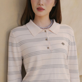MUSTNIMAL | Macaron Stripe Polo เสื้อแขนยาวลายทาง
