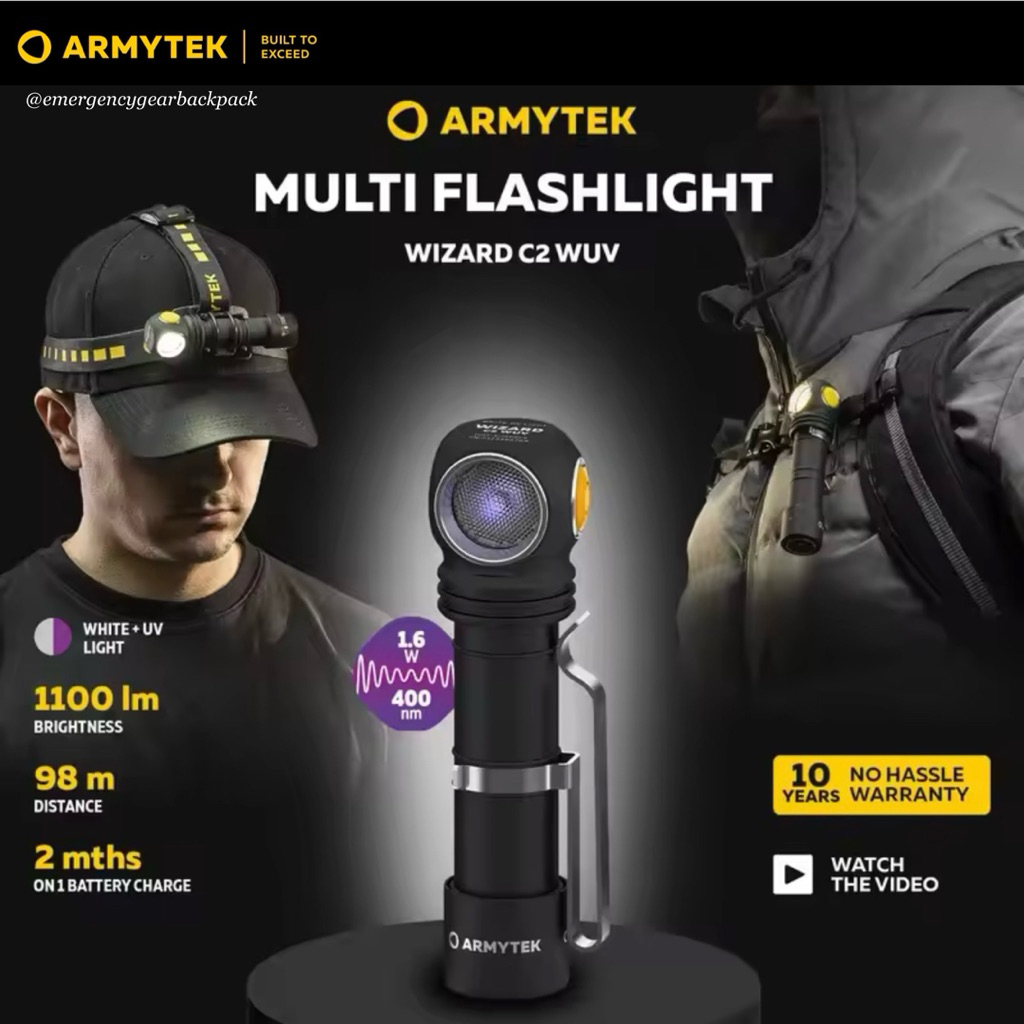 Armytek Wizard C2 WUV ไฟฉายคาดศีรษะ White + UV 400nm Dual-Channel ชาร์จแม่เหล็ก