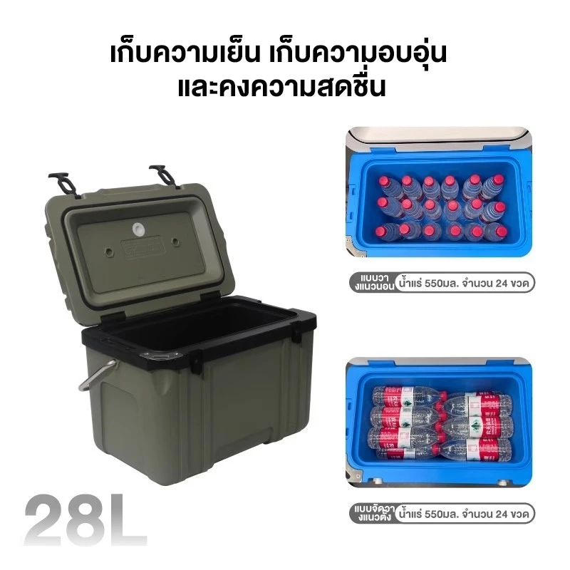 กระติกน้ำแข็ง ตู้เย็น แบบพกพา ตั้งแคมป์ กลางแจ้ง camping กระติกเก็บความเย็น 28L แช่เย็น 72ชั่วโมง thumbnail 5