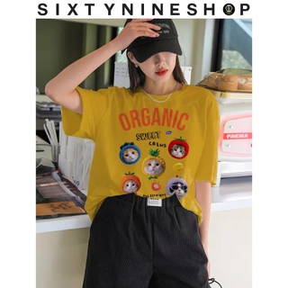 เสื้อยืดผ้าคอตตอน M-4XL พิมพ์ลาย " Organic " พร้อมส่ง