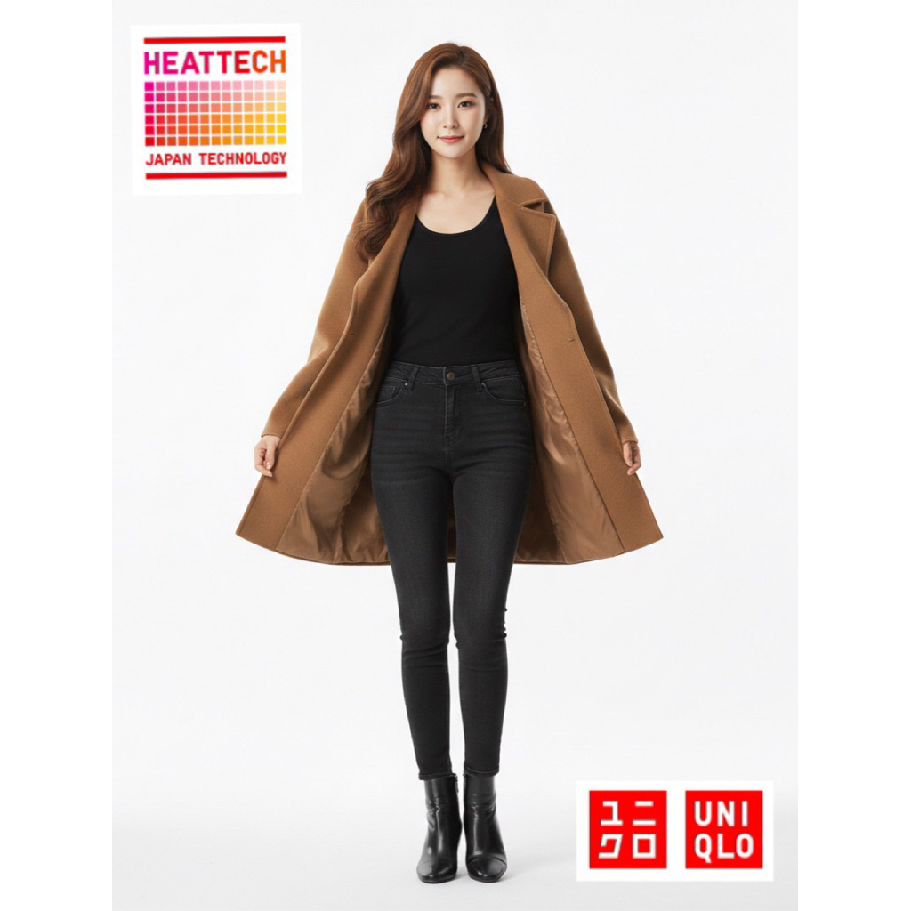 Uniqlo Heattech กางเกงยีนส์สีดำสกินนี่กันหนาวผู้หญิง✌🏻🇯🇵สินค้ามือ2ของแท้จากญี่ปุ่น