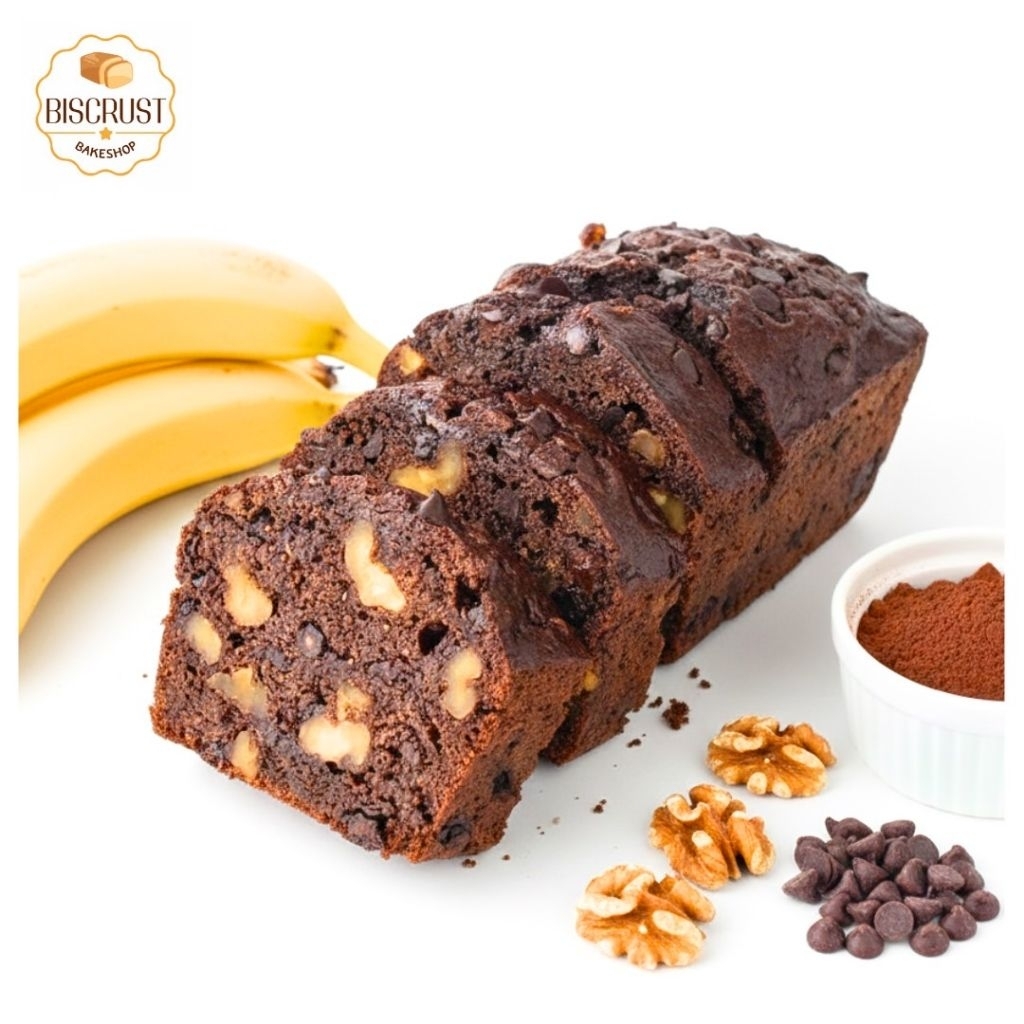 เค้กกล้วยหอมดับเบิ้ลช็อคโกแลตวอลนัต [Double Chocolate Banana Cake] ดาร์คช็อคโกแลตแท้ 53% ใส่ช็อคโกแลตกับวอลนัตเต็มโลฟ