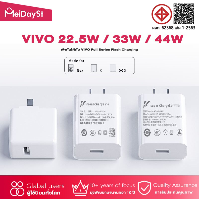 สายชาร์จของแท้ Vivo 22.5W/33W/44W Type-C ชาร์จไว 44W รองรับการชาร์จไว