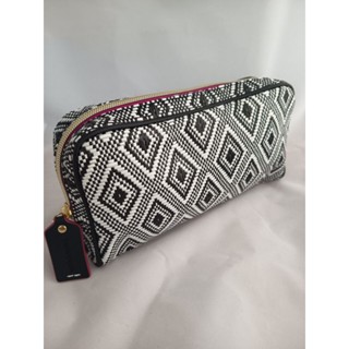 กระเป๋าเครื่องสำอางเอสเต้ ผ้าใบพลาสติกถักทอลายข้าวหลามตัด