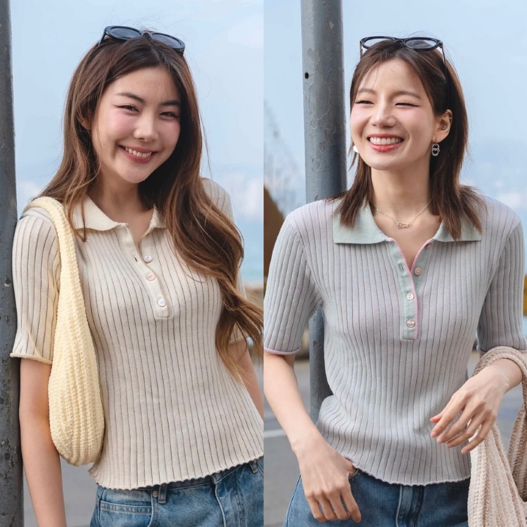 Healthy Planet Club-เสื้อโปโลไหมพรม Crape cake knit polo ผ้า organic cotton