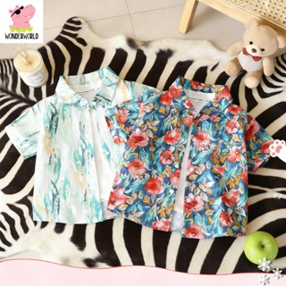 เสื้อเชิ้ตเด็ก เสื้อฮาวายเด็ก สไตล์ทะเล สดใสสบายตา ผ้าบางสบา…