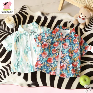 เสื้อเชิ้ตเด็ก เสื้อฮาวายเด็ก สไตล์ทะเล สดใสสบายตา ผ้าบางสบาย งานจริงสวย