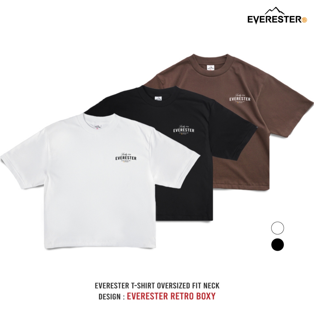 EVERESTER เสื้อยืด Boxy-Fit Cropped ชายสั้น | Unisex | Retro 777 Oversized Box