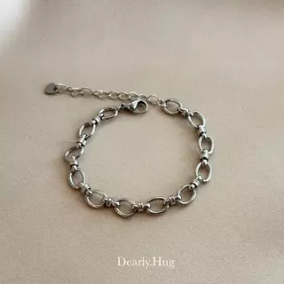 Dearly.Hug - Bracelet สร้อยข้อมือสแตนเลสสีเงิน สินค้าพร้อมส่ง