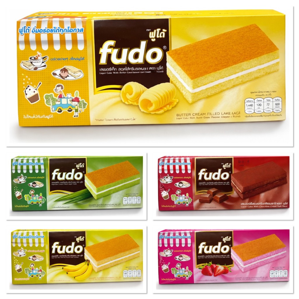 [1กล่อง12ซอง] Fudo ฟูโด้ เลเยอร์เค้ก สอดไส้ครีม ปริมาณ 336กรัม