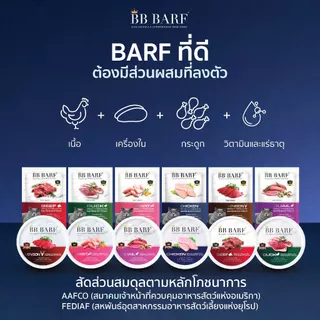 บาร์ฟแมว สูตรไก่ สูตรเป็ด อาหารแมว บีบี บาร์ฟ BB BARF อาหารสดดิบสำหรับแมว 12 กระปุก