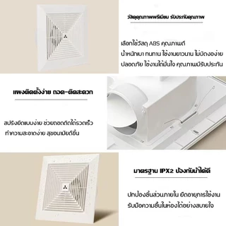 พัดลมระบายอากาศติดเพดาน 8/10/12 นิ้ว แรงมาก สำหรับห้องครัวและห้องน้ำ แถมท่อลม 1 ม. รับประกัน 3 ปี