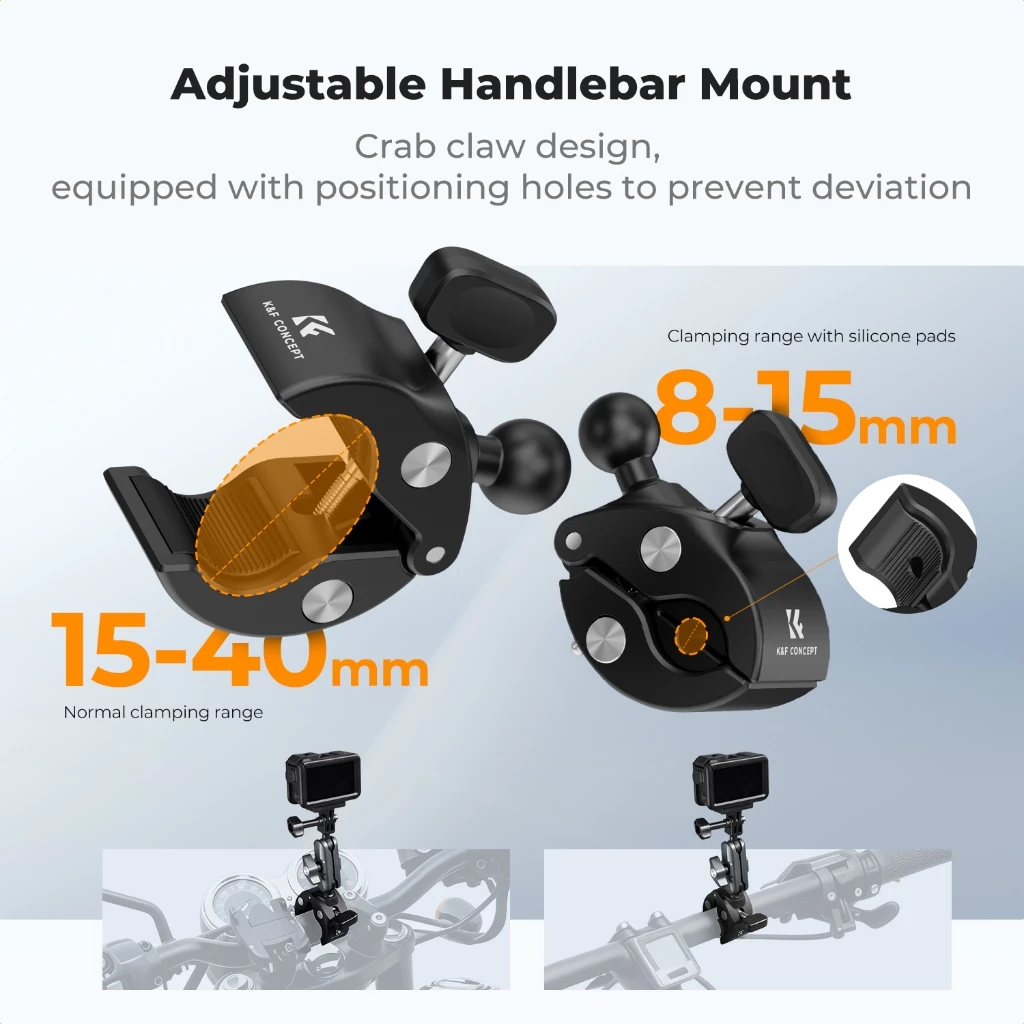 K&F CONCEPT Super Clamp ที่จับแฮนด์จักรยาน อลูมิเนียม 360° ปรับได้ รองรับ GoPro / Pocket3 / มือถือ thumbnail 4
