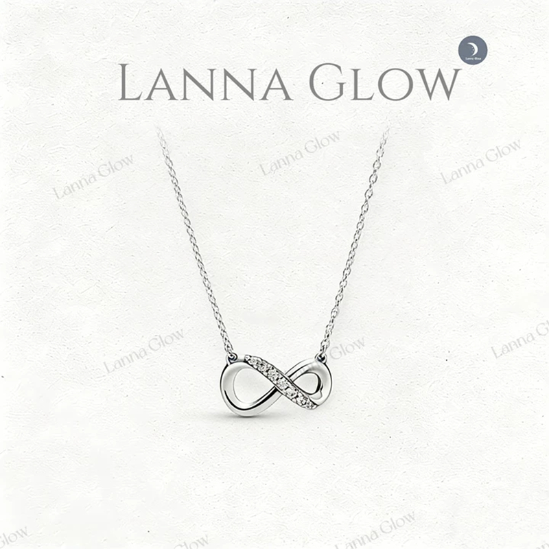 Lanna Glow สร้อยคอเงินแท้ 925 จี้เพชร สไตล์เกาหลี ปรับความยาวได้ Pandora สัญลักษณ์นิรันดร์ สร้อยคอเงิน