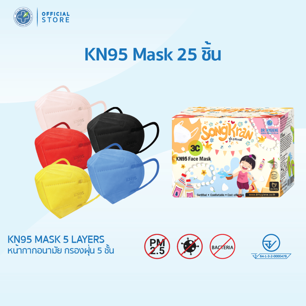 [Official] Dr. Hygiene KN95 Mask หน้ากากอนามัยกรองฝุ่น KN95 5ชั้น (25ชิ้น)