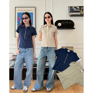 ZR Polo x buttons short sleeve💙🤎(420฿) VALEN เสื้อแขนสั้นคอป…