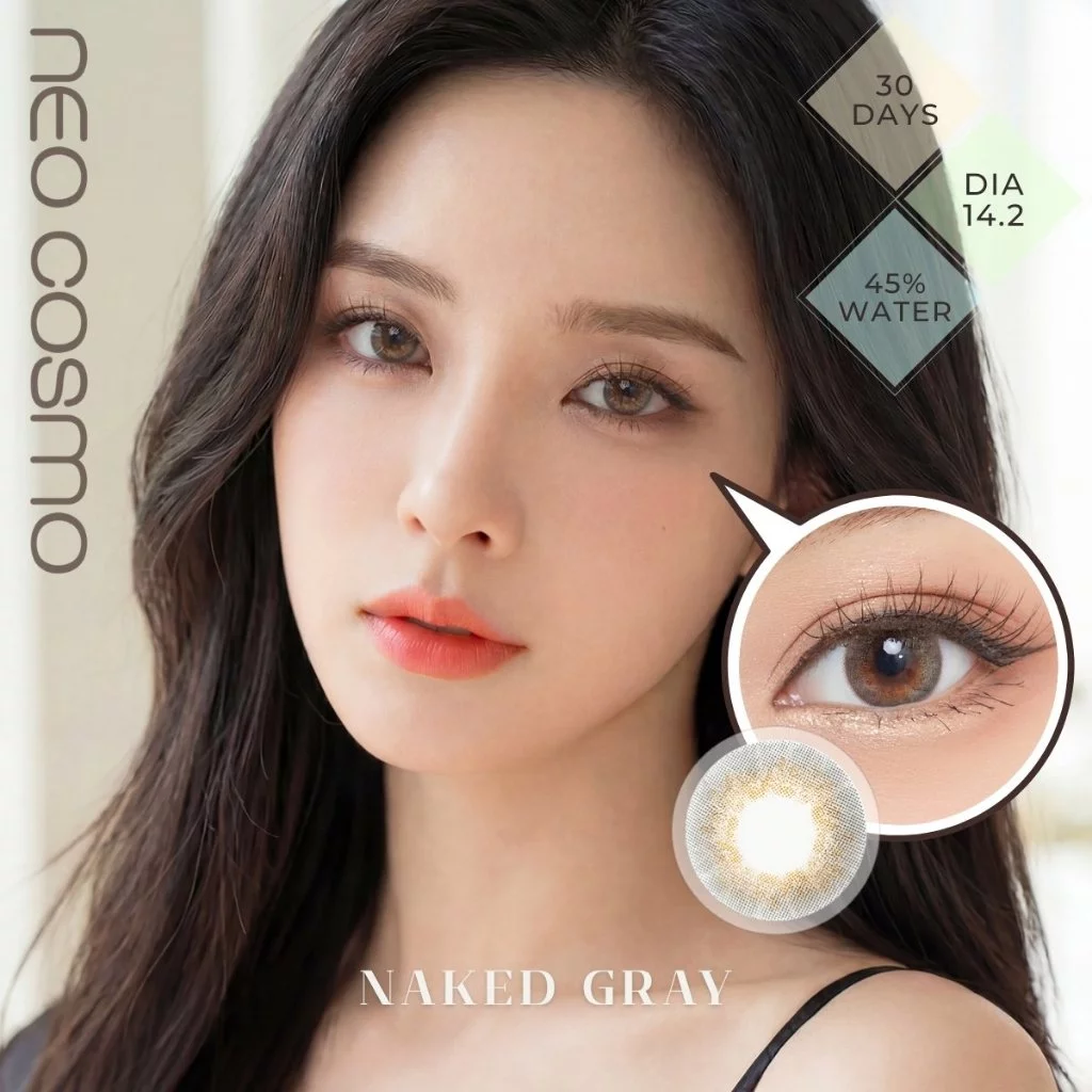 คอนแทคเลนส์ Naked Gray (Neo Cosmo) สีเทาไม่มีขอบ สายฝอ เนียนเหมือนตาจริง มีส่งด่วนใน กทม.