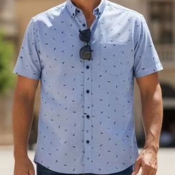 เสื้อเชิ้ตแขนสั้น พิมพ์ลายขนนก