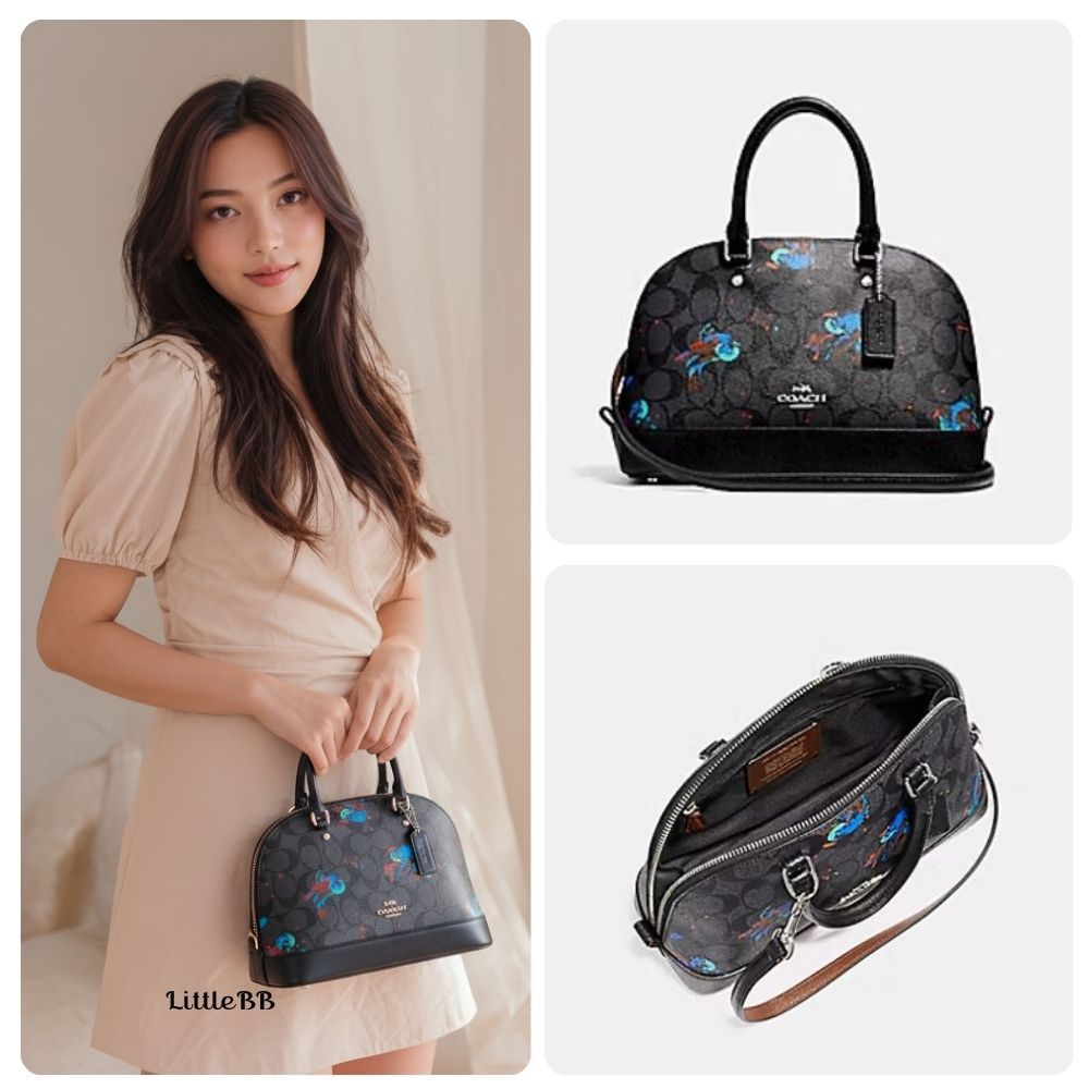 *ส่งด่วน* COACH แท้ มือหนึ่ง ตำหนิเบา MINI SIERRA SATCHEL IN SIGNATURE COATED CANVAS (F58295) #Coach