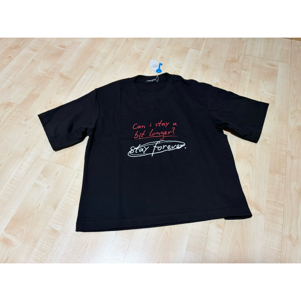 M997 เสื้อยืด Keep Silent CAN I STAY A BIT LONGER? BLACK TEE size S