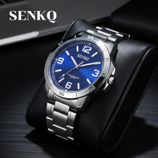 SENKQ นาฬิกาข้อมือผู้ชาย สายสแตนเลส หน้าปัด 40 มม.กันน้ำ