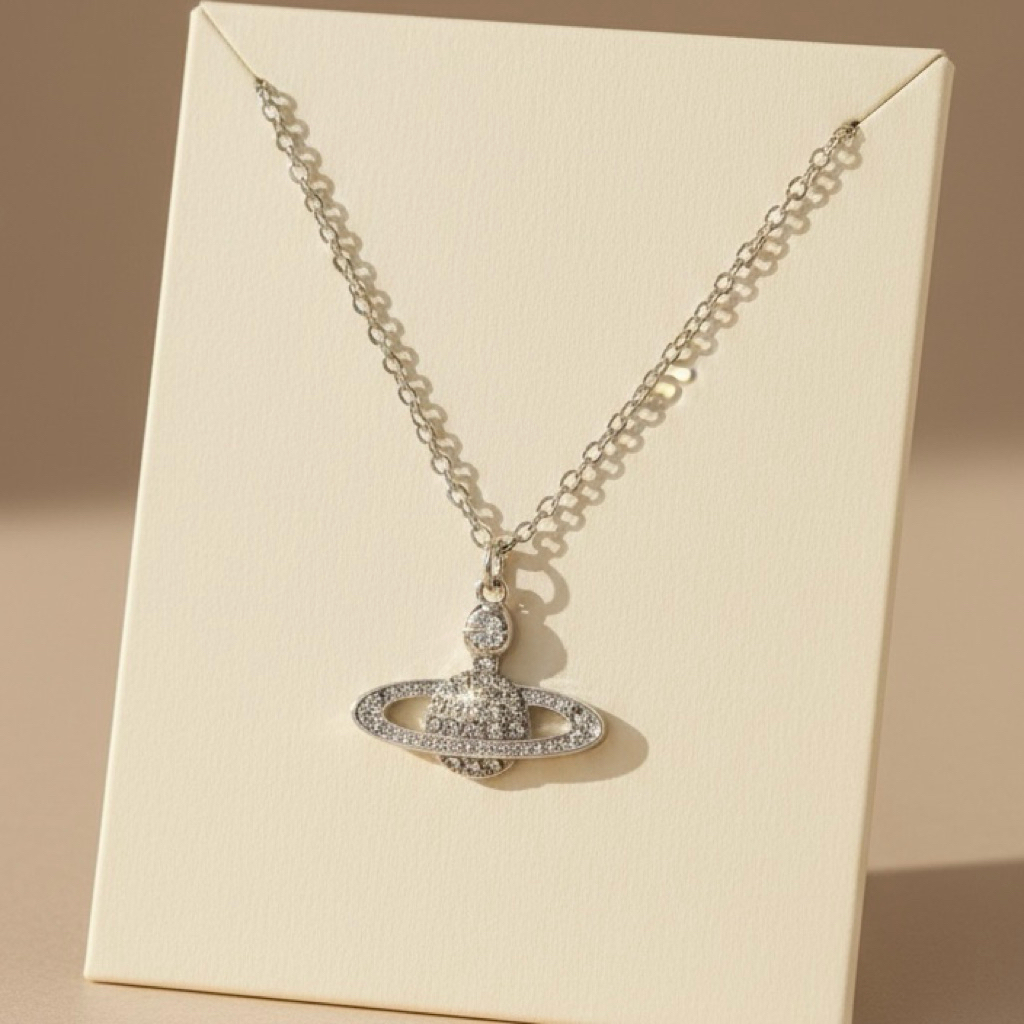 สร้อยคอเงินดีไซน์วงแหวน Elegant Orbit ✨ สไตล์ Old Money เรียบหรู