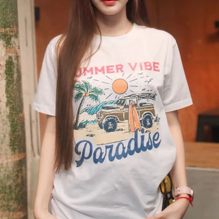 (พร้อมส่ง) เสื้อยืด SUMMER VIBE - ผ้า Cotton100%