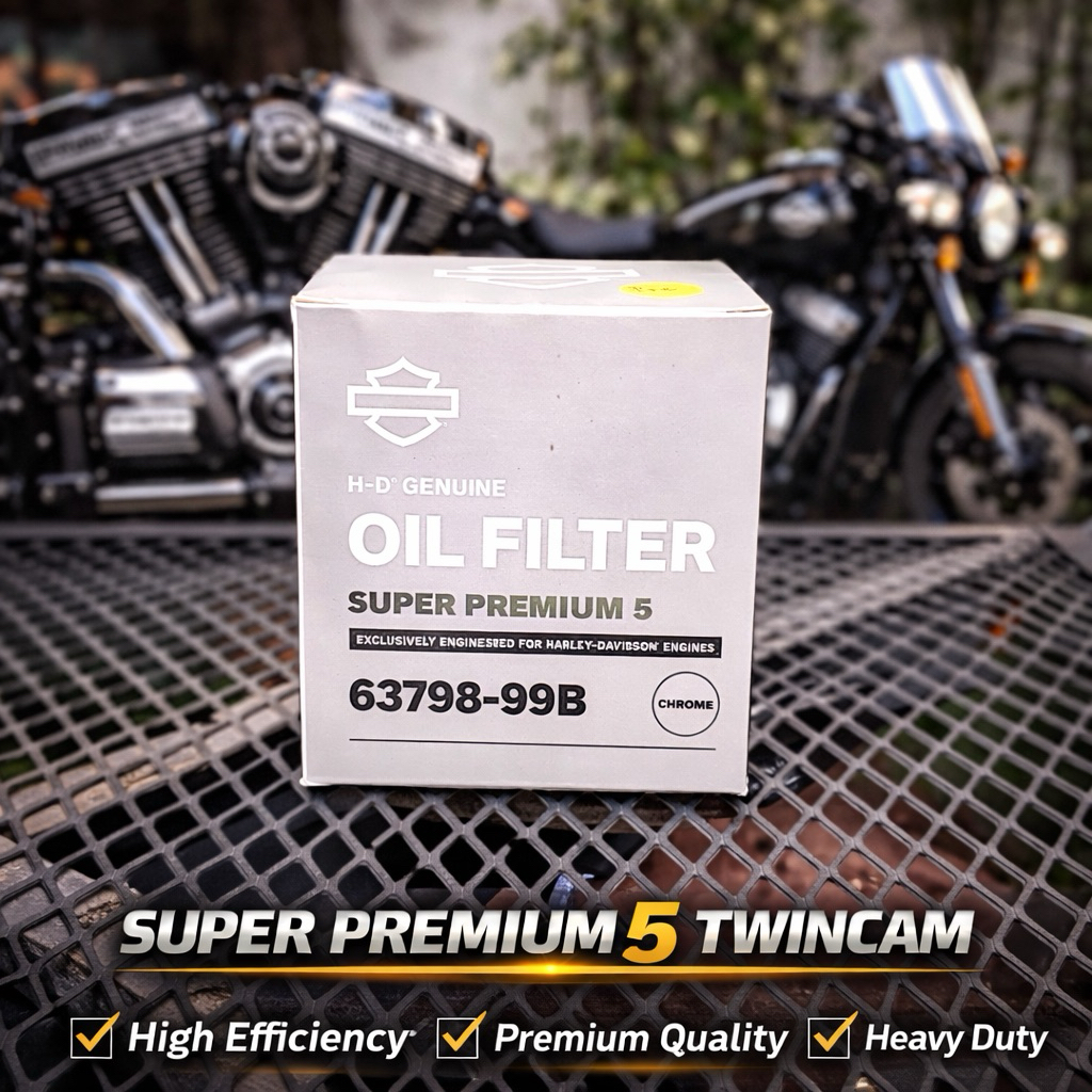 กรองน้ำมันเครื่องรถHarleyรุ่นSuper Premiumกรองสีโครม63798-99B