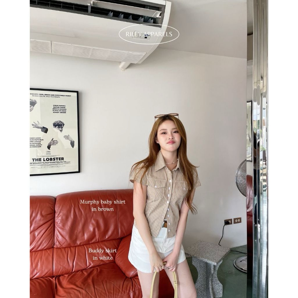 (ของใหม่) เสื้อเชิ้ตแขนสั้น Murphy Baby Shirt สี Brown Size L - Riley Apparels