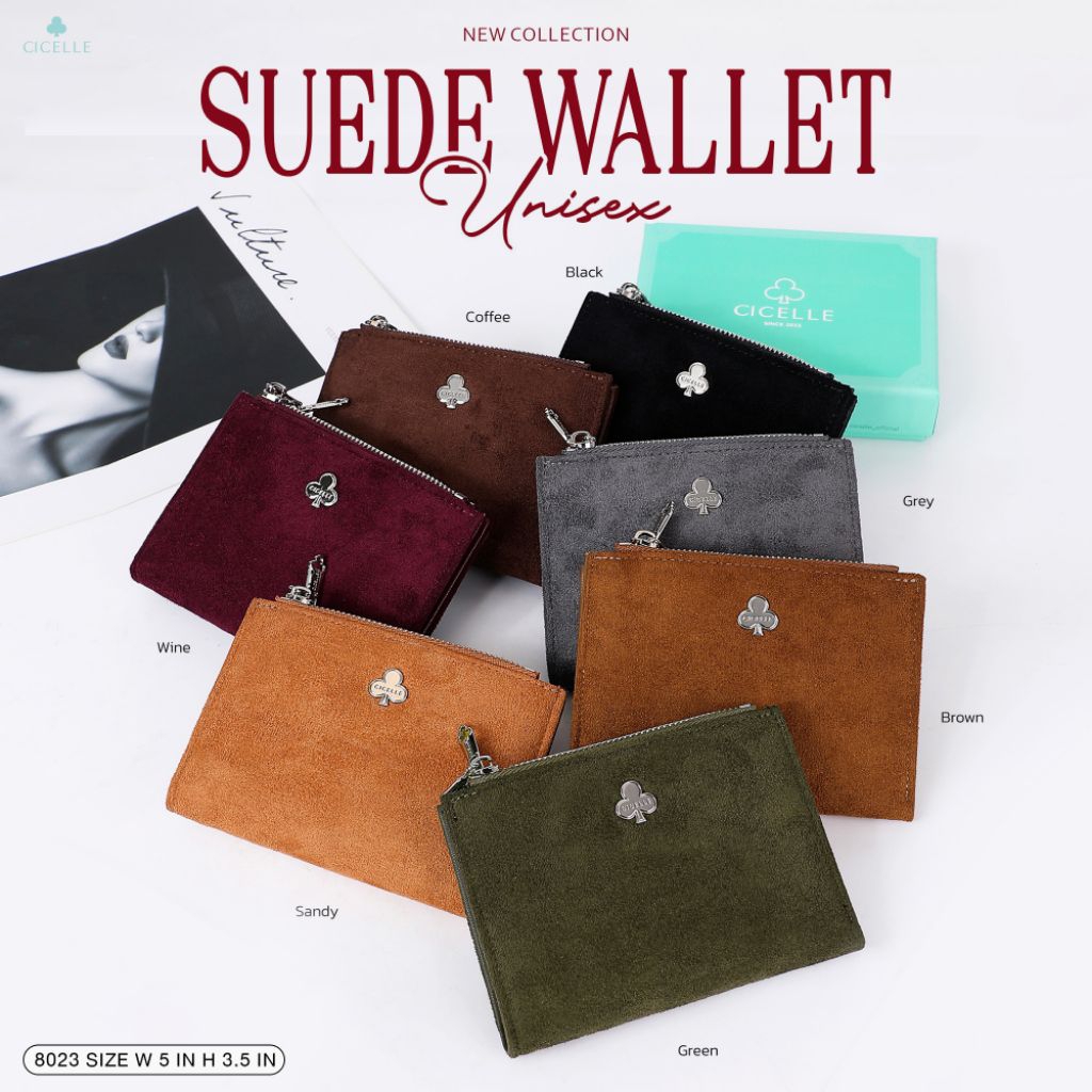 Suede Wallet New Version กระเป๋าสตางค์ ใบสั้น แบรนด์ CICELLE (ซีเซล) 8023