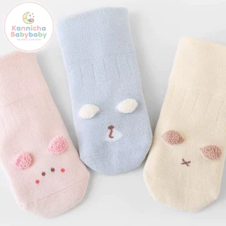 [พร้อมส่ง]ถุงเท้าเด็กแรกเกิด รุ่นBaby Jung ถุงเท้าผ้าฝ้ายเนื้อนุ่มสำหรับเด็กอ่อน0-6เดือน
